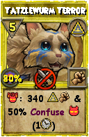 Wizard101 Myth spell card: Tatzlewurm Terror, Spell ID 8674