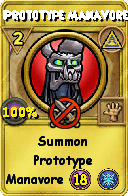 Wizard101 Myth spell card: Prototype Manavore, Spell ID 8686