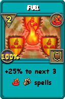 Wizard101 Fire spell card: Fuel, Spell ID 8710