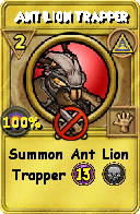 Wizard101 Myth spell card: Ant Lion Trapper, Spell ID 8713