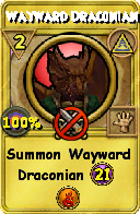 Wizard101 Myth spell card: Wayward Draconian, Spell ID 8714