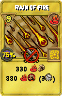 Wizard101 Fire spell card: Rain of Fire, Spell ID 8719