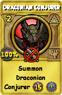 Wizard101 Myth spell card: Draconian Conjurer, Spell ID 8722