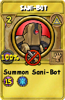 Wizard101 Myth spell card: Sani-Bot, Spell ID 8723
