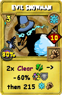 Wizard101 Ice spell card: Evil Snowman, Spell ID 8726