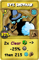 Wizard101 Ice spell card: Evil Snowman, Spell ID 8727