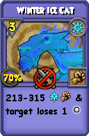 Wizard101 Ice spell card: Winter Ice Cat, Spell ID 8751