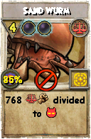 Wizard101 Balance spell card: Sand Wurm, Spell ID 8759