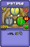 Wizard101 Balance spell card: Spirit Spear, Spell ID 8797