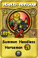 Wizard101 Myth spell card: Headless Horseman, Spell ID 8812
