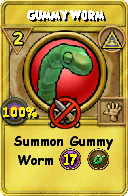Wizard101 Myth spell card: Gummy Worm, Spell ID 8820
