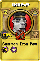 Wizard101 Myth spell card: Iron Paw, Spell ID 8829