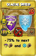 Wizard101 Fire spell card: Glacial Shield, Spell ID 8861