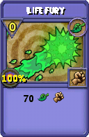 Wizard101 Life spell card: Life Fury, Spell ID 8871
