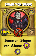 Wizard101 Myth spell card: Shane von Shane, Spell ID 8890