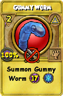 Wizard101 Myth spell card: Gummy Worm, Spell ID 8896