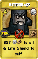 Wizard101 Death spell card: Kettleblack, Spell ID 8918