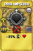 Wizard101 Death spell card: Doom and Gloom, Spell ID 8966