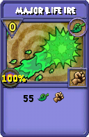 Wizard101 Life spell card: Major Life Ire, Spell ID 8973