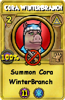 Wizard101 Myth spell card: Cora WinterBranch, Spell ID 8997