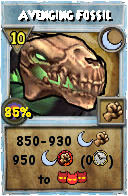 Wizard101 Moon spell card: Avenging Fossil, Spell ID 8319