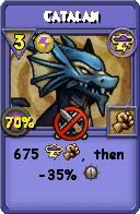 Wizard101 Storm spell card: Catalan, Spell ID 8753