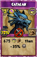 Wizard101 Storm spell card: Catalan, Spell ID 8753