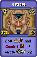 Wizard101 Myth spell card: Cyclops, Spell ID 8462