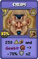 Wizard101 Myth spell card: Cyclops, Spell ID 8460