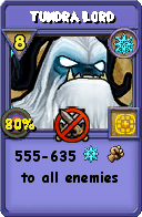 Wizard101 Ice spell card: Tundra Lord, Spell ID 8455