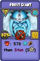 Wizard101 Ice spell card: Frost Giant, Spell ID 8424