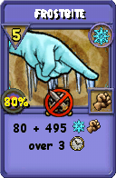 Wizard101 Ice spell card: Frostbite, Spell ID 8852