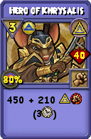 Wizard101 Myth spell card: Hero of Khrysalis, Spell ID 8307