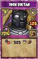 Wizard101 Storm spell card: Iron Sultan, Spell ID 8589