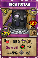 Wizard101 Storm spell card: Iron Sultan, Spell ID 8588