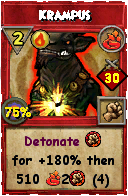 Wizard101 Fire spell card: Krampus, Spell ID 8061