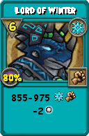 Wizard101 Ice spell card: Lord of Winter, Spell ID 8143