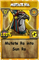 Wizard101 Sun spell card: Mutate Ra, Spell ID 8102