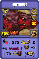 Wizard101 Myth spell card: Orthrus, Spell ID 8086