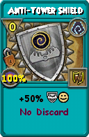Wizard101 Shadow spell card: Anti-Tower Shield, Spell ID 8867