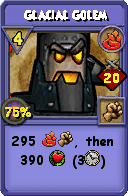 Wizard101 Fire spell card: Glacial Golem, Spell ID 8035
