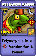 Wizard101 Moon spell card: Polymorph Mander, Spell ID 8959