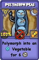 Wizard101 Moon spell card: Polymorph Peas, Spell ID 8656