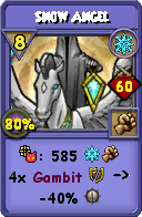 Wizard101 Ice spell card: Snow Angel, Spell ID 8331