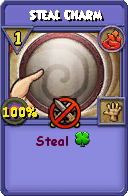 Wizard101 Fire spell card: Steal Charm, Spell ID 8258