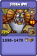 Wizard101 Storm spell card: Storm Owl, Spell ID 8336