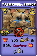 Wizard101 Myth spell card: Tatzlewurm Terror, Spell ID 8673