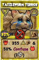 Wizard101 Myth spell card: Tatzlewurm Terror, Spell ID 8673