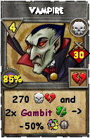Wizard101 Death spell card: Vampire, Spell ID 8031