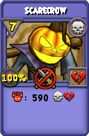 Wizard101 Death spell card: Scarecrow, Spell ID 9025